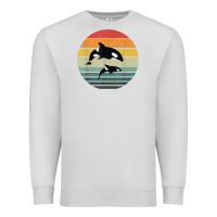 Dove Grey orca family vintage retro art, killer whale family Premium Sweatshirt - linhVisuals