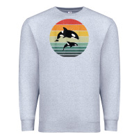 Heather Grey orca family vintage retro art, killer whale family Premium Sweatshirt - linhVisuals