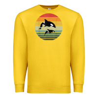 Lemon orca family vintage retro art, killer whale family Premium Sweatshirt - linhVisuals