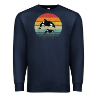 Navy orca family vintage retro art, killer whale family Premium Sweatshirt - linhVisuals