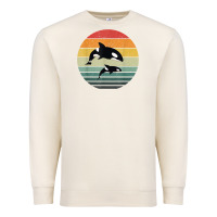 Sandshell orca family vintage retro art, killer whale family Premium Sweatshirt - linhVisuals