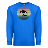 True Royal orca family vintage retro art, killer whale family Premium Sweatshirt - linhVisuals