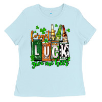 Baby Blue St. Patrick's Forget luck give me beer Ladies Tee - OliviaCreatesArt