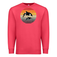Cardinal orca family vintage retro art, killer whale family Premium Sweatshirt - linhVisuals