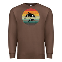 Chestnut orca family vintage retro art, killer whale family Premium Sweatshirt - linhVisuals