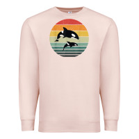 Pale Pink orca family vintage retro art, killer whale family Premium Sweatshirt - linhVisuals