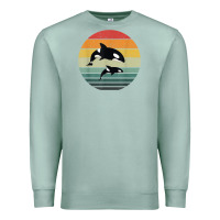 Seafoam orca family vintage retro art, killer whale family Premium Sweatshirt - linhVisuals
