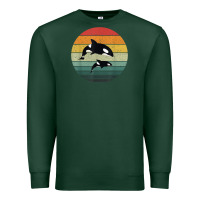 Sports Green orca family vintage retro art, killer whale family Premium Sweatshirt - linhVisuals