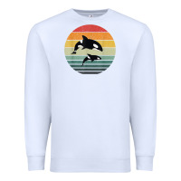 White orca family vintage retro art, killer whale family Premium Sweatshirt - linhVisuals