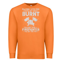 Carrot playing with fire will get you burnt fireman firefighter fun Premium Sweatshirt - linhVisuals