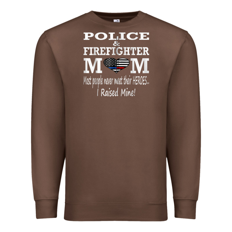 Police & Firefighter Mom, I Raised Mine Fireman Mothers Day Premium Sweatshirt by linhVisuals | Teevron