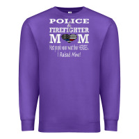 Purple police & firefighter mom, i raised mine fireman mothers day Premium Sweatshirt - linhVisuals