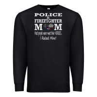 Black police & firefighter mom, i raised mine fireman mothers day Premium Sweatshirt - linhVisuals