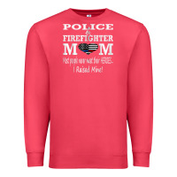 Cardinal police & firefighter mom, i raised mine fireman mothers day Premium Sweatshirt - linhVisuals
