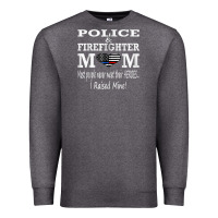 Charcoal Heather police & firefighter mom, i raised mine fireman mothers day Premium Sweatshirt - linhVisuals