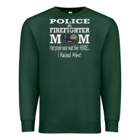 Sports Green police & firefighter mom, i raised mine fireman mothers day Premium Sweatshirt - linhVisuals