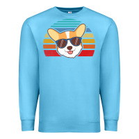 Ocean Blue cool corgi vintage 80s dog lover Premium Sweatshirt - linhVisuals