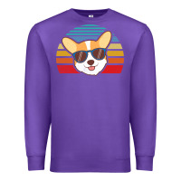 Purple cool corgi vintage 80s dog lover Premium Sweatshirt - linhVisuals