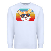 White cool corgi vintage 80s dog lover Premium Sweatshirt - linhVisuals