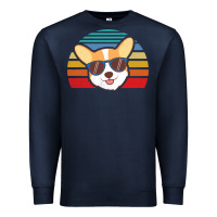 Navy cool corgi vintage 80s dog lover Premium Sweatshirt - linhVisuals