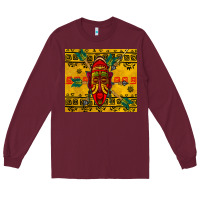Burgundy african mask tumbler Long Sleeve Tee - BundleAndBundleShop
