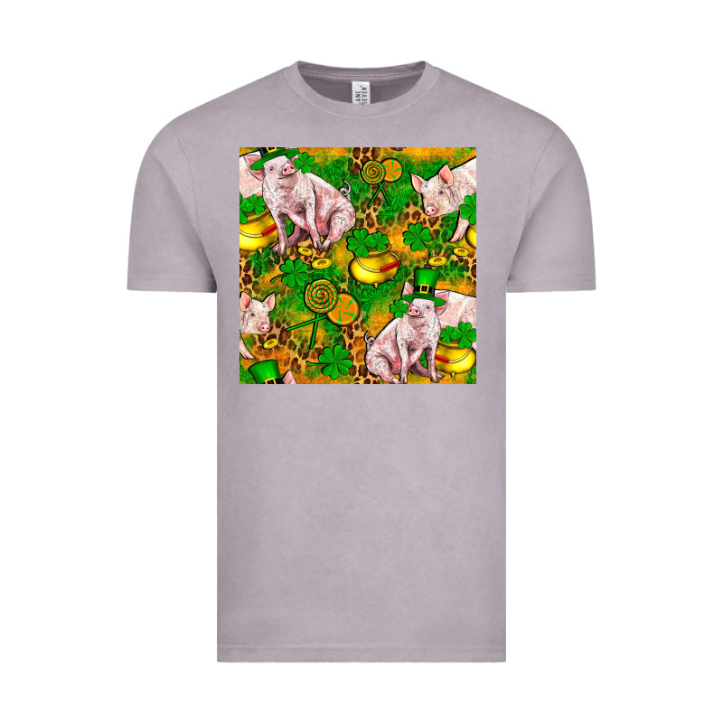 St. Patrick's Day Pig And Candy Pot Of Gold Vintage Tee by FaDigitalArtStudio | Teevron
