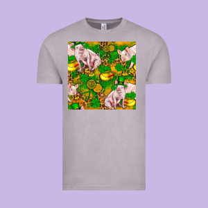 St. Patrick's Day Pig And Candy Pot Of Gold Vintage Tee Designed By Fadigitalartstudio