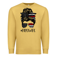 Antique Gold fire wife messy bun firefighter wife thin red line husband Premium Sweatshirt - linhVisuals