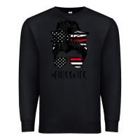 Black fire wife messy bun firefighter wife thin red line husband Premium Sweatshirt - linhVisuals