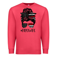 Cardinal fire wife messy bun firefighter wife thin red line husband Premium Sweatshirt - linhVisuals
