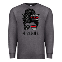 Charcoal Heather fire wife messy bun firefighter wife thin red line husband Premium Sweatshirt - linhVisuals