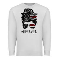 Dove Grey fire wife messy bun firefighter wife thin red line husband Premium Sweatshirt - linhVisuals
