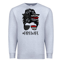 Heather Grey fire wife messy bun firefighter wife thin red line husband Premium Sweatshirt - linhVisuals