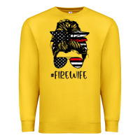 Lemon fire wife messy bun firefighter wife thin red line husband Premium Sweatshirt - linhVisuals