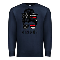 Navy fire wife messy bun firefighter wife thin red line husband Premium Sweatshirt - linhVisuals