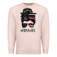 Fire Wife Messy Bun Firefighter Wife Thin Red Line Husband Premium Sweatshirt | Teevron