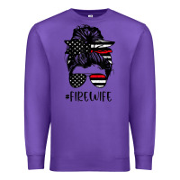 Purple fire wife messy bun firefighter wife thin red line husband Premium Sweatshirt - linhVisuals
