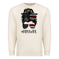 Sandshell fire wife messy bun firefighter wife thin red line husband Premium Sweatshirt - linhVisuals