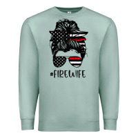 Seafoam fire wife messy bun firefighter wife thin red line husband Premium Sweatshirt - linhVisuals