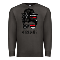 Smoke fire wife messy bun firefighter wife thin red line husband Premium Sweatshirt - linhVisuals