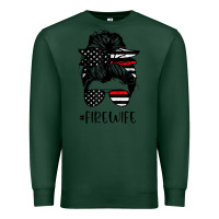 Sports Green fire wife messy bun firefighter wife thin red line husband Premium Sweatshirt - linhVisuals