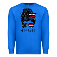 True Royal fire wife messy bun firefighter wife thin red line husband Premium Sweatshirt - linhVisuals