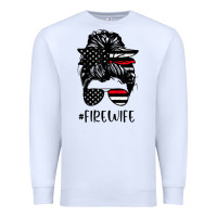 White fire wife messy bun firefighter wife thin red line husband Premium Sweatshirt - linhVisuals