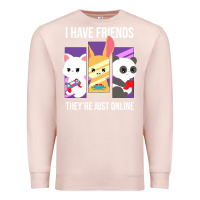 Pale Pink i have friends they are just online Premium Sweatshirt - linhVisuals
