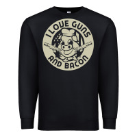 Black i love guns bacon pork pig funny gun Premium Sweatshirt - linhVisuals