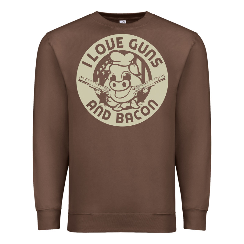 I Love Guns Bacon Pork Pig Funny Gun Premium Sweatshirt by linhVisuals | Teevron
