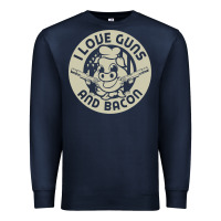 Navy i love guns bacon pork pig funny gun Premium Sweatshirt - linhVisuals