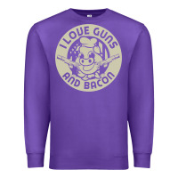 Purple i love guns bacon pork pig funny gun Premium Sweatshirt - linhVisuals