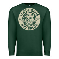 Sports Green i love guns bacon pork pig funny gun Premium Sweatshirt - linhVisuals