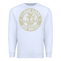 White i love guns bacon pork pig funny gun Premium Sweatshirt - linhVisuals